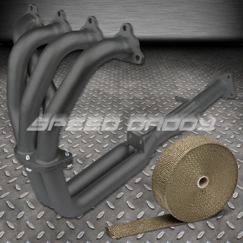 Stainless black exhaust header for 92-96 prelude si/sr h223a1+titanium heat wrap