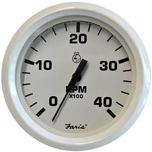 New faria dress white 4&#034; tachometer 4,000 rpm (diesel magnetic