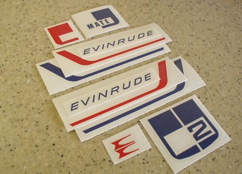 Evinrude vintage mate 2/3 hp outboard decal free ship + free fish decal!