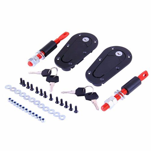 Racing black pins plus flush hood latch kit pin plastic hood lock with lock