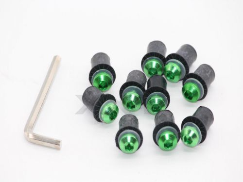 10x green motorcycle windscreen windshield bolts screws set + hex key universal