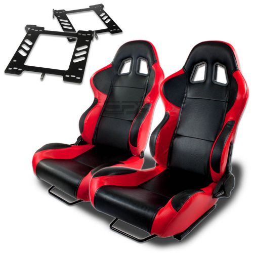 Type-4 racing seat black red pvc+silder/rail+for 93-98 golf/gti mk3 bracket x2