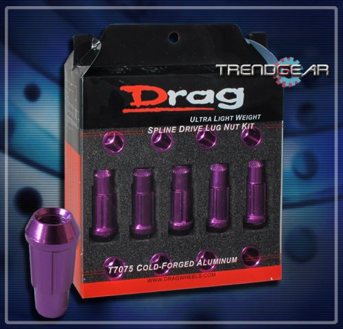 20 drag 12x1.5 wheel rim tuner lug nuts kit +key purple