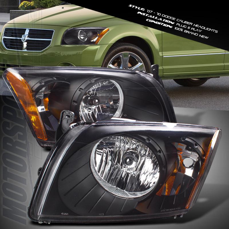 Dodge caliber wagan black crystal lense headlamps lights assembly left right