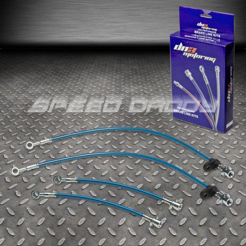 Front+rear stainless steel hose brake line/cable 00-06 celica gts/05-10 tc blue