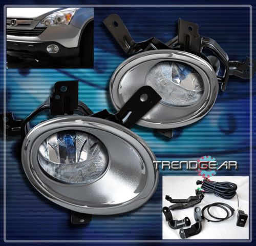 07 08 09 honda cr-v ex lx sport jdm bumper fog lights lamp +switch +chrome cover