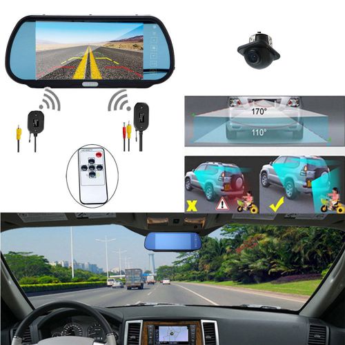 7&#034; car tft lcd monitor mirror+wireless reverse car rear view backup camera kit