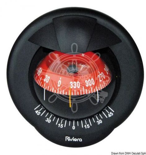 Riviera pegasus boat marine compass 4&#034; 100mm black/red with cover