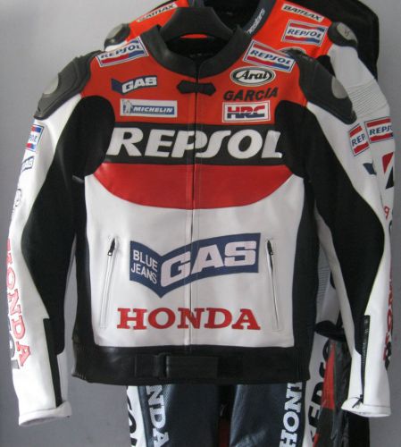 Honda repsol motorcycle/motorbike leather racing jacket sizes, s,m,l,xl,2xl,3xl