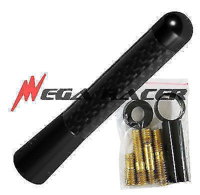 Vw volks jdm short black 3&#034; in/76mm carbon fiber #32b oem screw type antenna