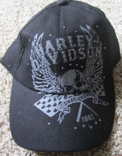 Harley-davidson women&#039;s baseball cap black w/ skull new