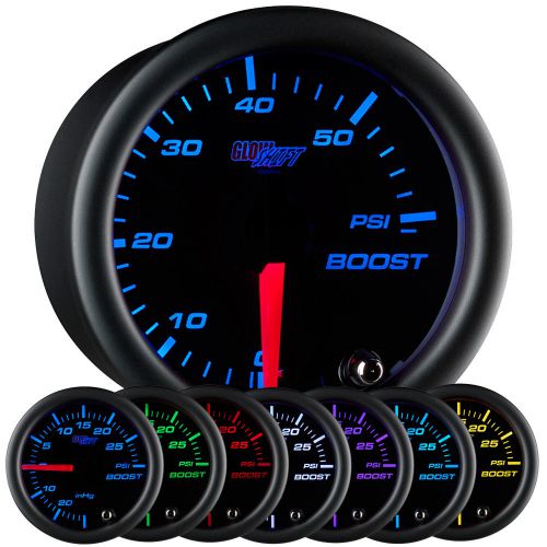 52mm glowshift black 7 color led 60psi diesel boost gauge kit w hose &amp; fittings