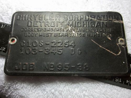 1950&#039;s-1960&#039;s ? chrysler    body build tag  c10s-2254 new yorker saratoga ???