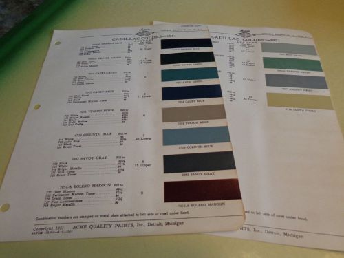 1951 cadillac acme proxlin color chip paint sample