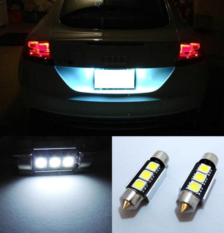 2x white 36 mm error free license plate tag light bulb led festoon 6418 6411 c/e