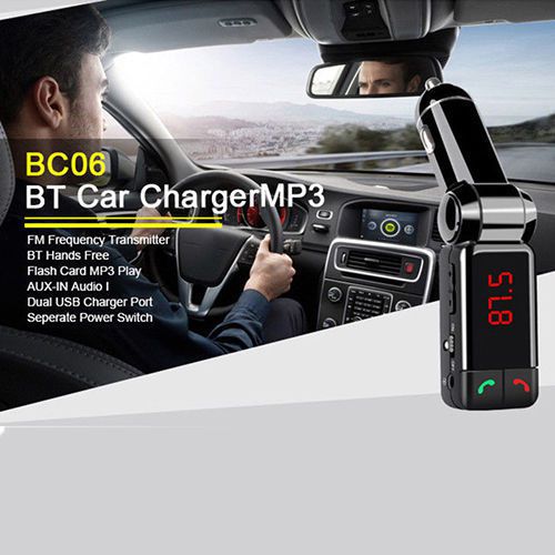 Mp3 car kit audio playerfm transmitter fm modulator usb charger bc06 bluetooth