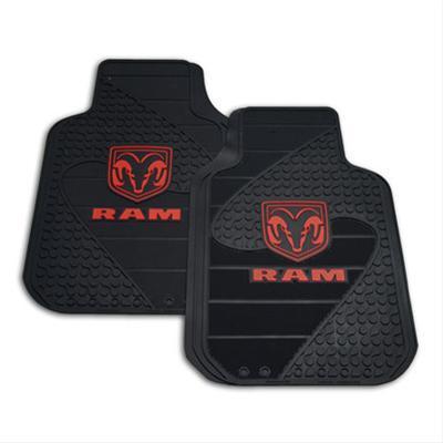 Plasticolor floor mats weatherpro front seat area rubber black/red dodge emblem