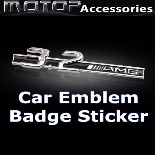 3.2 amg logo 3d metal racing front badge emblem sticker decal self adhesive