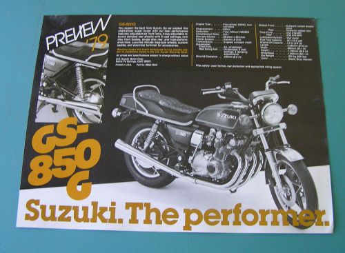 Suzuki motorcycle dealer sales preview brochures gs-850g gs850 g 1979 two sheets