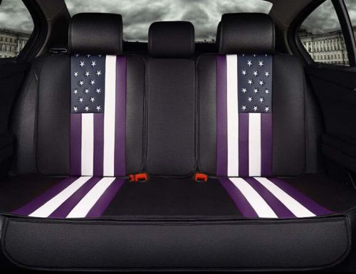 Us flag pu leather car seat cushion rear pair set 4pcs black+purple 2016 new