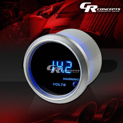 Universal 2&#034; 8v-16v voltage smoked tint lens led digital gauge meter silver ring