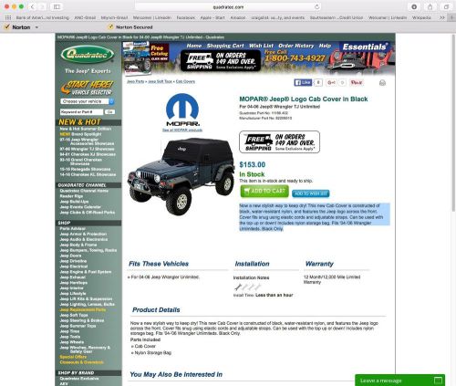 Jeep 04-06 wrangler tj unlimited mopar trail cover black from quadratec