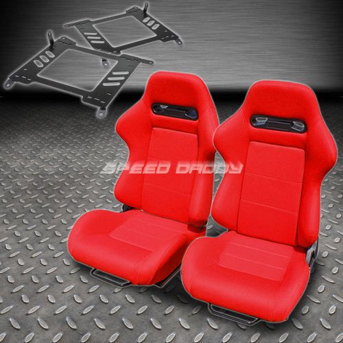 Pair type-r red cloth reclining racing seat+bracket for 00-06 maxima/sentra b15