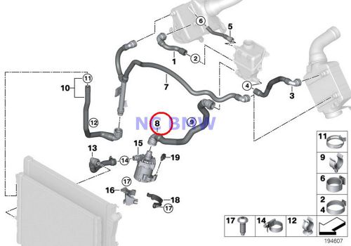 Bmw genuine turbo cooling system coolant hose coolant hose e70n e71 f15 f16 379