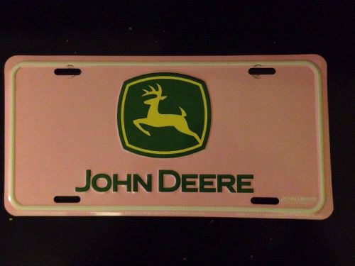 John deere tractor farm tag license plate deer dear green pink field girl ladies