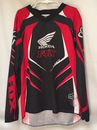 Fox racing jersey youth bmx/dirtbike honda red, black &amp; white fox logo sz y l