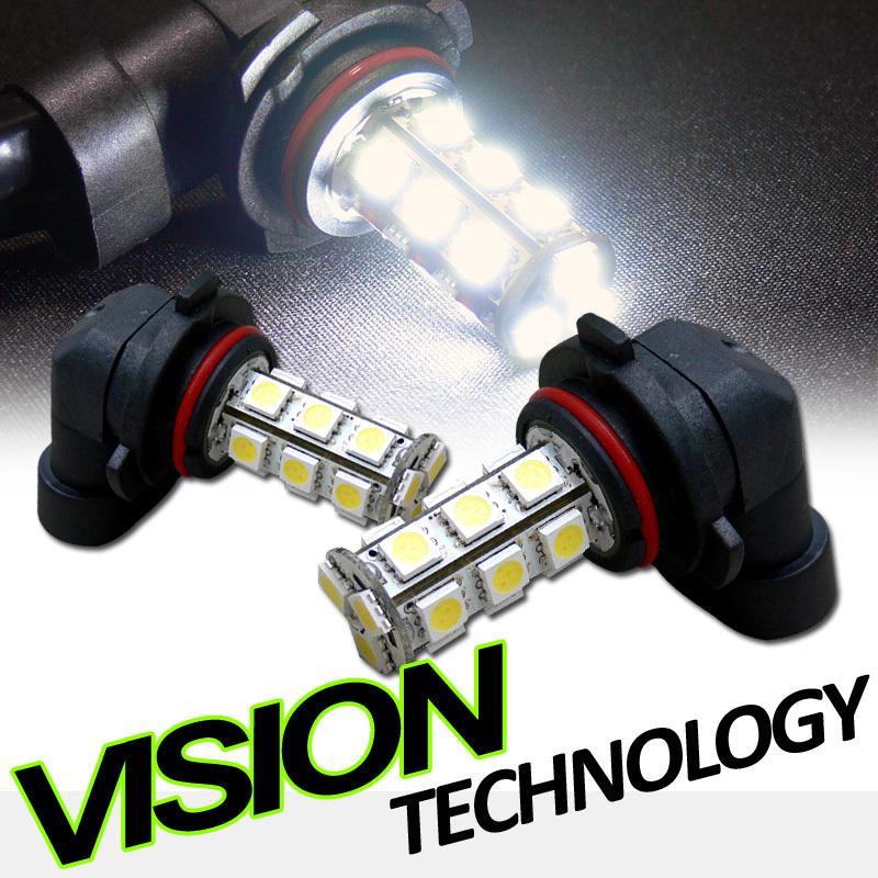 2pc xenon white 9006/hb4/9012 18x 5050 smd led bumper fog/driving light bulbs 11