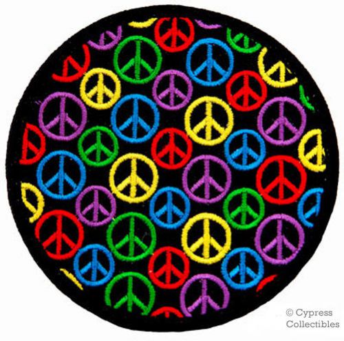 Super peace sign biker patch hippie iron-on motorcycle symbol embroidered round