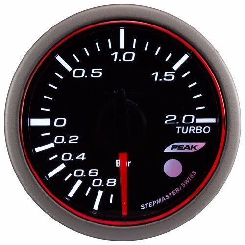 52mm 3 colors led electrical turbo boost gauge with warning and peak (psi)