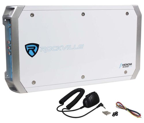 Rockville rxm-f4 marine 4 channel amplifier 2400 watt/1200w rms+pa microphone