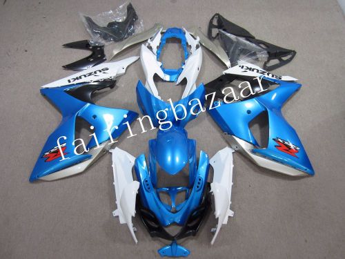 Metallic blue white abs injection bodywork fairing for suzuki gsxr1000 2009-2014