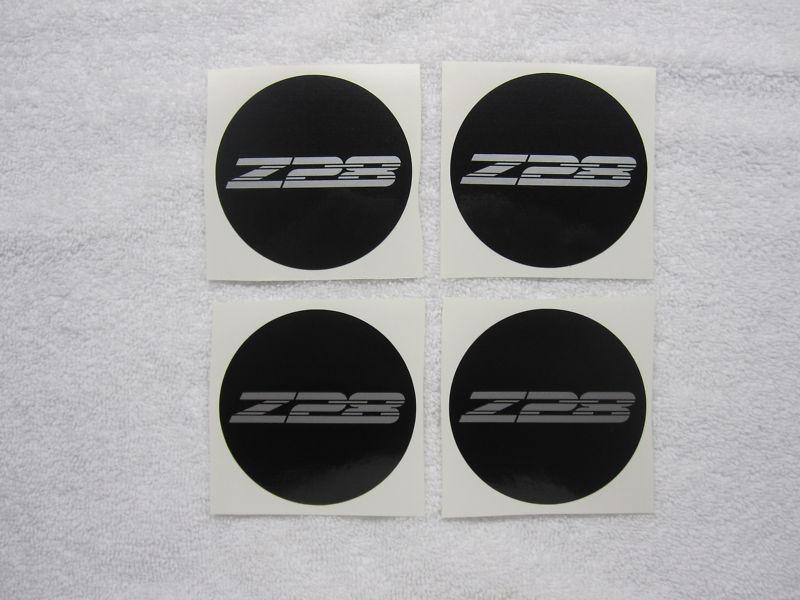 1996-2002 camaro z28 zr1 wheel center cap decals - black w/silver letters