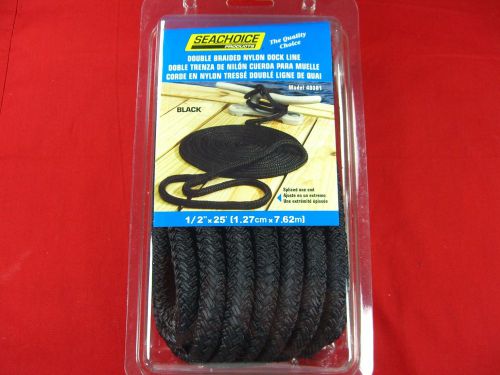 Dock line double braided 1/2&#034; x 25&#039; black seachoice 40381