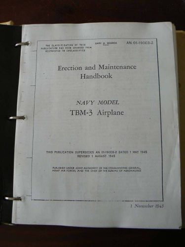 Aircraft manual - tbm-3 airplane erection and maintenance handbook