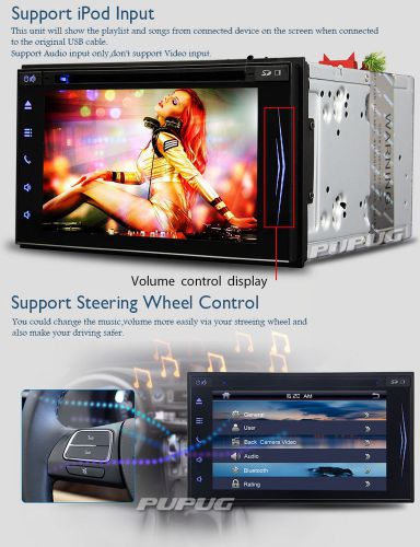 Double din 6.2&#034; in dash stereo car dvd player bluetooth radio ipod aux-in camera