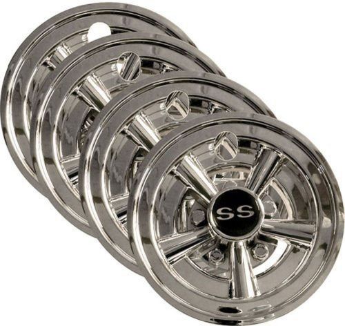 4x 8&#034; chrome golf cart wheel covers for ezgo club car + yamaha carts