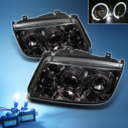 8000k slim xenon hid+smoked 99-05 vw jetta mk4 dual halo projector headlights