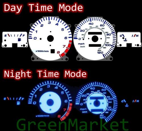 93-97 nissan altima  white face blue indiglo glow gauges