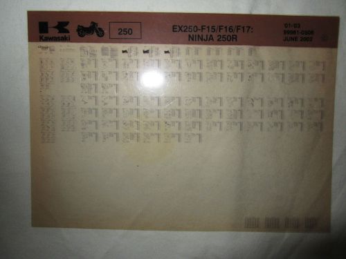 2001-2003 kawasaki motorcycle ex 250 f15-17 ninja 250r microfiche part catalog