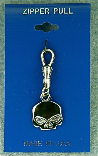 Skull zipper pull/key ring 3/4&#034; w x 5/8&#034; h skull - made in the u.s.a.