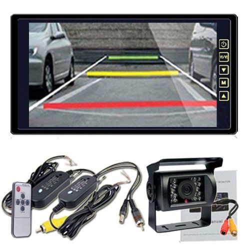 9&#034; tft lcd monitor truck bus + wireless backup camera kit night vision rear view