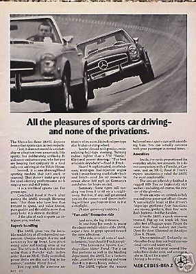 1970 70 mercedes benz 280sl 280 sl original vintage ad  cmy store 5+= free ship