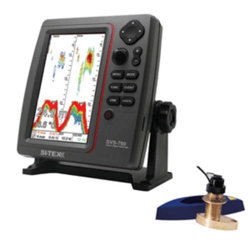 Si-tex svs-760 dual frequency sounder 600w kit w/bronze thru-hull speed   temp t