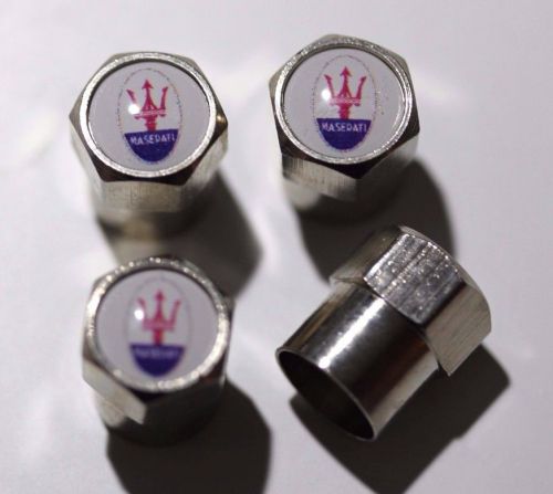 Maserati tire valve stem caps cover wheel aluminum set of 4