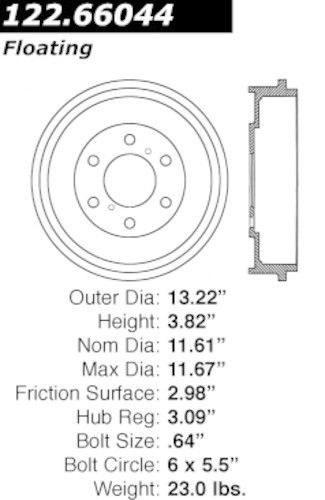 Centric parts 122.66044 rear brake drum