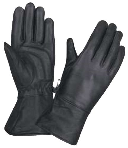 Womens motorcycle biker leather lined gel palm gauntlet riding gloves large